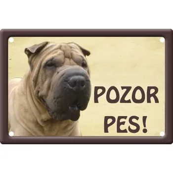 Plechová cedule Plechová psí cedule, Šarpej, Pozor pes