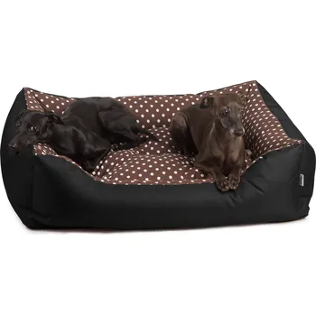 Pelíšek pro psa Iridog Pelech pro psa ZIPPY 2v1 no.3 černý s hnědým puntíkem v24 x d75 x š60 cm