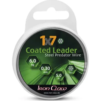 Iron Claw ocelové lanko potažené 1x7, 6 kg zelené
