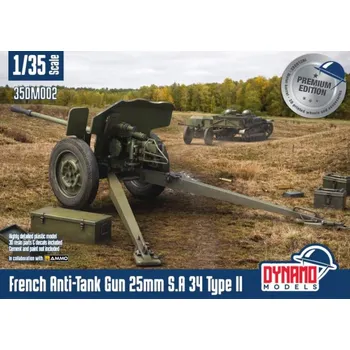 Plastikový model Dynamo models 1/35 French Anti-Tank Gun 25mm S.A 34 Type II - Premium