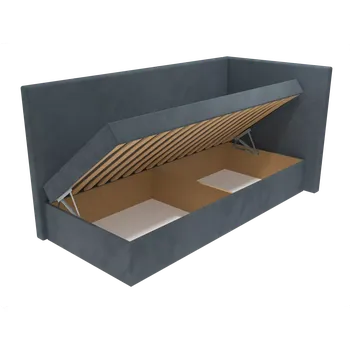 Postel Čalouněná postel Chloe s hladkým čelem, lamelovým roštem a úložným prostorem - Šedá, 80 x 200 cm, +10 cm úložný prostor, Molitanová 13 cm