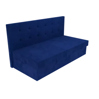 Postel Čalouněná postel Ava s čelem s vtahy, lamelovým roštem a úložným prostorem - Modrá, 80 x 200 cm, Bez navýšení, Molitanová 13 cm