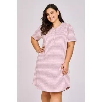 Dámské noční prádlo Taro, dámská noční košile 3159-Frankie, krátký rukáv, růžovo-šedá, vel. 3XL