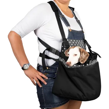 Psí batoh Iridog Batoh na psa 2v1 SKIPPIE no.3 černý s šedým puntíkem v30 x d38 x š23 cm