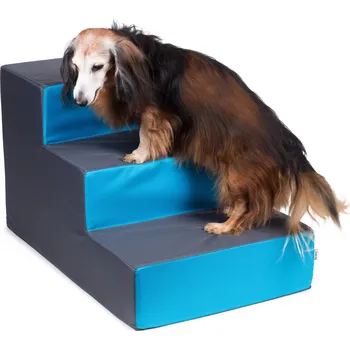 Schody a rampa pro psa Iridog Schody pro psy STEPPIE no.4 šedé s tyrkysovou v42 x š45 x d70 cm