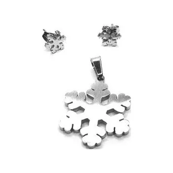 Souprava šperků Set šperků náušnice a přívěsek sněhová vločka Stříbrná