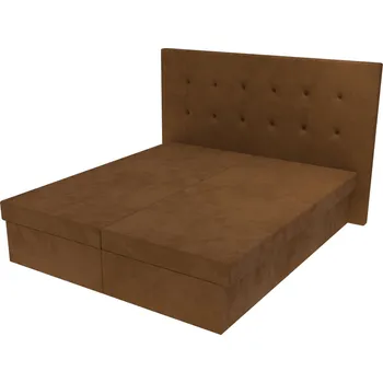 Postel Manželská postel Sofie s čelem s vtahy a úložným prostorem - Hnědá, 170 x 195 cm, Bez navýšení, Molitanová 12 cm