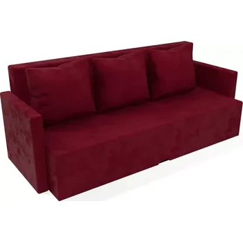 Pohovka Čalouněná rozkládací pohovka Karin s područkami - Vínová, Molitanová 12 cm, Bez taburetu