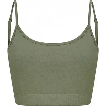 SF Women Dámské udržitelné fashion crop top tílko s dvojitou přední vrstvou Barva: Khaki, Velikost: XS SF230