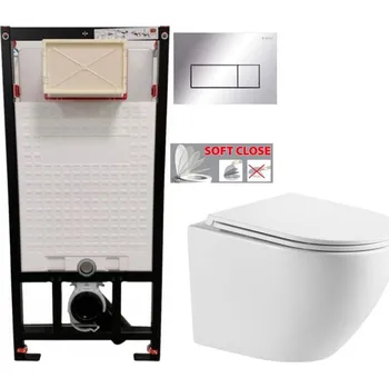 Klozet DEANTE Podomítkový rám, pro závěsné WC mísy + SLIM tlačítko chrom + WC INVENA LIMNOS WITH SOFT, včetně soft/close sedátka CST_WC01 051P LI1