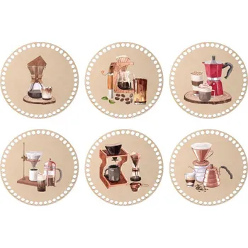Vánoční dekorace Dřevěné podtácky k obháčkování - káva Zvolte variantu: 12 cm