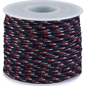 Příze Padáková / oděvní šňůra Ø2,5 mm, barva 5 modrá tmavá červená