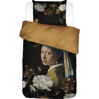 Povlečení Essenza, Povlečení Floral Girl s povlakem na polštář 60 x 70 cm na záložku bez zapínání 140 x 220 cm černé - Formadore