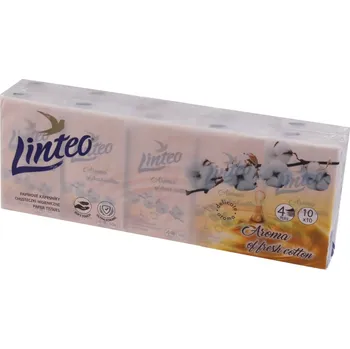 Papírový ručník Kapesníčky papírové Linteo Premium, 4vrstvé, bavlníkový olej, 100 % celulóza, bílé, 10x10 ks