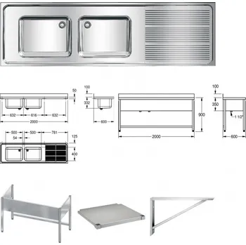 Nerezový dřez MAXIMA MAXS212-200 - živnostenský dřez 200x60 cm, odkapová deska vpravo 2000057706