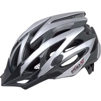 Cyklistická přilba Cyklo helma PRO-T Tarifa In mold stříbrno-černá carbon, XL 61-63