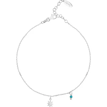 Náramek Stříbrný náramek na kotník, broušené sklo - hvězda - AP537-7913