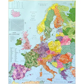 Nástěnná mapa Evropy s PSČ - ČESMAD Bohemia (papírová, lamino)