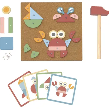 Dřevěná hračka Tooky Toy Hra s kladívkem Tvary Pastel