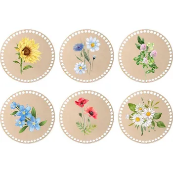 Dřevěné podtácky k obháčkování - květy Zvolte variantu: 10 cm