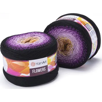 Yarn Art příze Flowers 303 hořčicová, fialová, černá