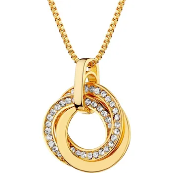 Náhrdelník Pozlacený náhrdelník z mosazi se skleněnými prvky - AR537-8052