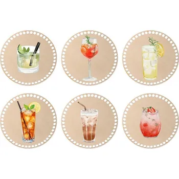 Dřevěné podtácky k obháčkování - letní drinky Zvolte variantu: 13 cm