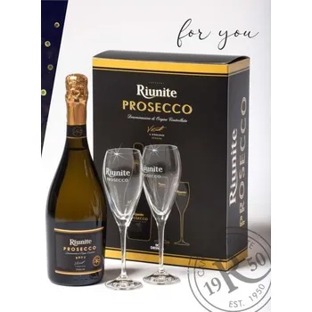 Riunite Prosecco Spumante Brut Gift Black 0,75l 11% + 2x sklo