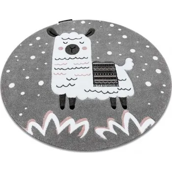 Koberec Kulatý dětský koberec KINDER - lama - šedý Rozměr koberce: kruh 140 cm