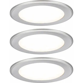 Bodové svítidlo PAULMANN LED vestavná nábytková svítidla 3ks sada kruhové 65mm 3x2,5W 230/12V 3000K kov kartáčovaný