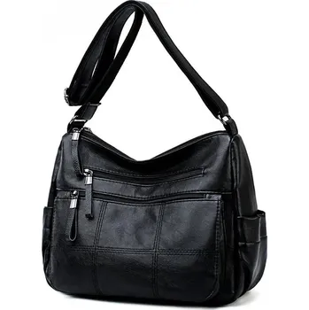 Kabelka Dámská kožená kabelka FLY FF389 Barva: Černá, Velikost: (30cm