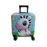 LAMER Dětský skořepinový kufr Zebra světle modrý 3D