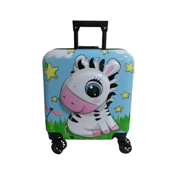 LAMER Dětský skořepinový kufr Zebra světle modrý 3D