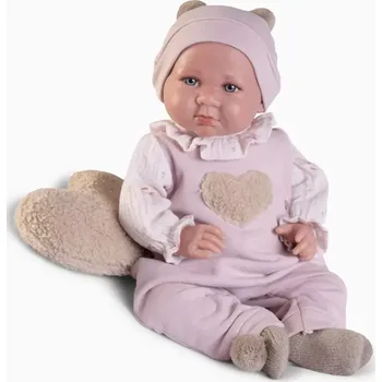 Panenka Realistické miminko s větší hmotností - holčička Luca se srdíčkem od firmy Antonio Juan ze Španělska (Recién Nacida con peso Luca con cojín corazón)