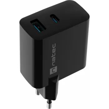 Univerzální USB nabíječka Natec RIBERA GaN 45W, 1X USB-A, 1X USB-C, černá