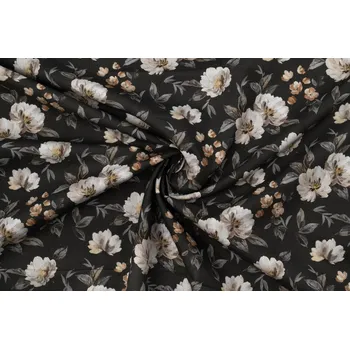 Bavlněné plátno pivoňky na šedé