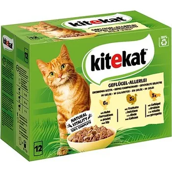 Pro kočku KITEKAT KAPSIČKY/KRMIVO PRO KOČKY GEFLÜGEL-ALLERLEI V ŽELÉ 1020g NĚMECKO!