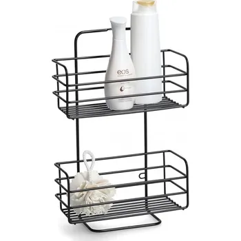 police Dvoupatrová police s přísavkami, kovová, černá