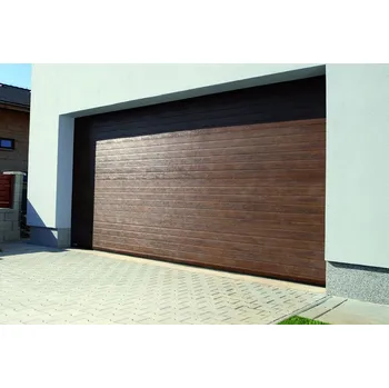 Garážová vrata Kružík PLUS šířka 2500 mm a výška 2000 mm kvalitní garážová sekční vrata ,barvy-dřevodekory zlatý a tmavý dub,stropní pohon vrat ,dálkové ovládání Barva: Zlatý dub