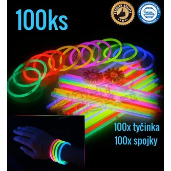 Náramek Lightstick Svítící náramky 100ks, výběr barev - Bílá