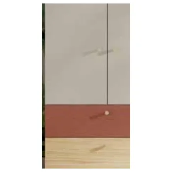 Šatní skříň Jurek Šatní skříň Yuki 2 Kombinace barev: Šedo-béžová/olejovaný dub/korál