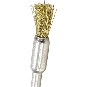 Drátěný kartáč Mosazný kartáček koncový, vlnitý, stopka 3 mm