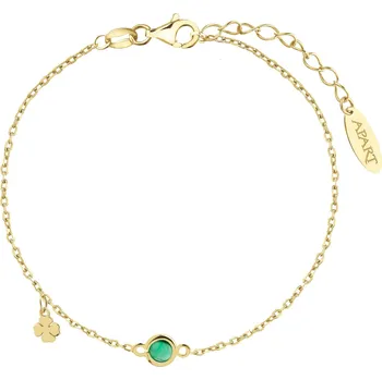 Náramek Pozlacený stříbrný náramek na kotník, ozdobný kámen - čtyřlístek - AP538-1169