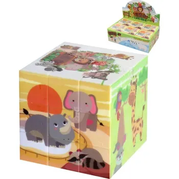 Hlavolam Hra kostka magická zvířátka ZOO obrázková skládací hlavolam plast