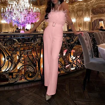 Dámský overall Trendový overal s chlupatým topem Barva: Růžová, Velikost: L