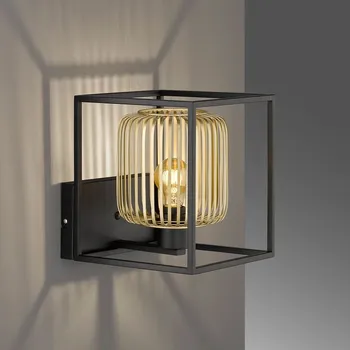 Nástěnné svítidlo Fischer & Honsel Caydo 30433 interiérové černozlaté nástěnné světlo E27, Fischer & Honsel