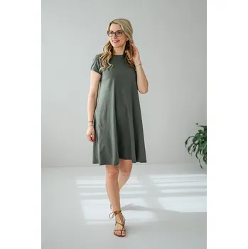 Dámské šaty Dámské tričkové Áčkové šaty BASIC khaki - 1454