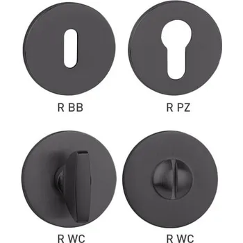 Dveřní kování TI - ROZETA - R 5S rozety WC BS PVD - Černá matná PVD (155)
