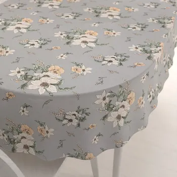 ubrus Bavlněný oválný ubrus Sandra SA-465 Oranžové květy na šedém 80x120 cm