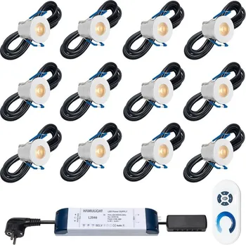 Venkovní osvětlení Hamulight Valencia ab set 12 vestavných bodových LED svítidel do střešního podhledu, transformátor, dálkový ovladač, Hamulight